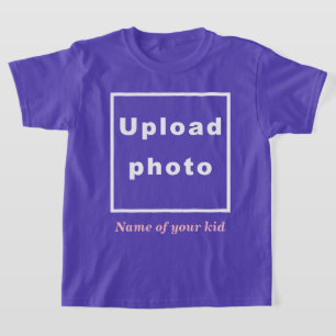 Naam en foto van uw Kind op Paarse Kinder T-Shirt