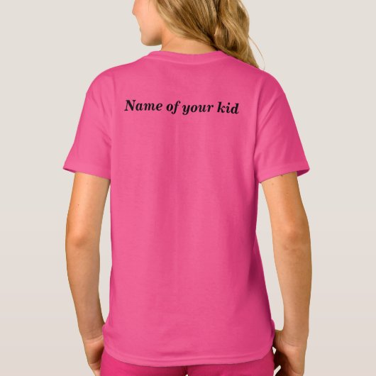 Naam en foto van uw Kind op Roze Kinder T-Shirt (Achterkant)