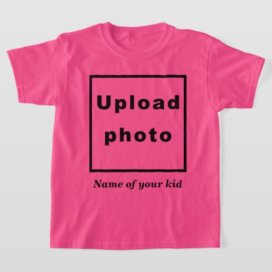 Naam en foto van uw Kind op Roze Kinder T-Shirt (Laagn)