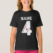 Naam en Genummerd 4 Honkbal, Honkbalteam T-shirt (Voorkant)