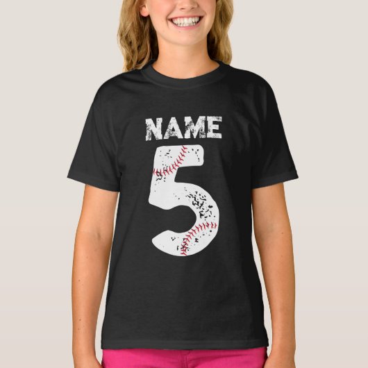 Naam en Genummerd 5 Honkbal, Honkbalteam T-shirt (Voorkant)