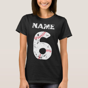 Naam en genummerd 6 honkbal honkbalteam T-shirt
