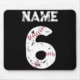 Naam en genummerd 6 honkbal honkbalteam T-shirt Muismat