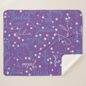 Naam en Gespikkelde Sterren op Paarse Sherpa Deken (Voorkant (horizontaal))