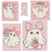 naam en girly ghosts sticker (Voorkant)