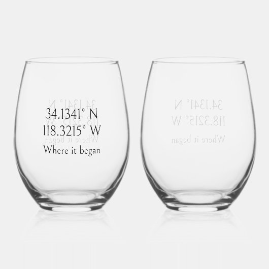 Naam en GPS-coördinaten Gepersonaliseerd Wijnglas Zonder Voet (Achterkant)
