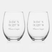 Naam en GPS-coördinaten Gepersonaliseerd Wijnglas Zonder Voet (Voorkant)