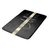 Naam en groot monogram, grijs zwart goud badmat (Gekanteld)