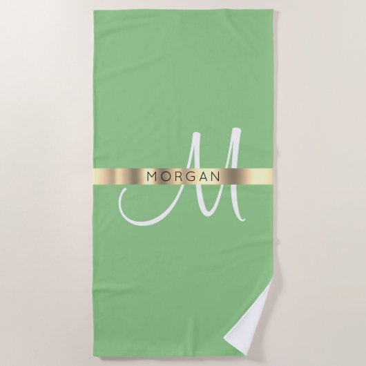 Naam en groot monogram, witte pagina en goud strandlaken (Voorkant)