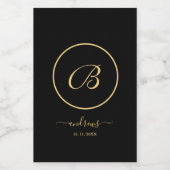 Naam en handtekening op maat voor zwart en goud wijn etiket (Enkel label)