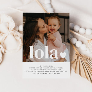 Naam en hartfoto Eerste uitnodiging van de verjaar