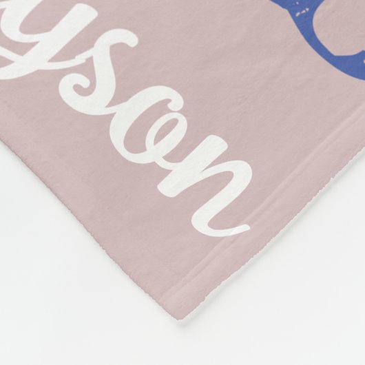 Naam en Initiaal grijze blauwe marine herhalen Fleece Deken (Hoek)