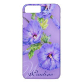Naam en initiaal hibiscus blue paarse iphone case (Achterkant)