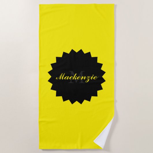 Naam en Initiaal in Sunny Yellow Strandlaken (Voorkant)