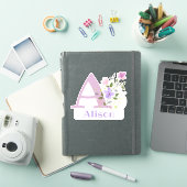 Naam en Initiaal met Bloemendessin Uitknip Sticker (iPad Cover)