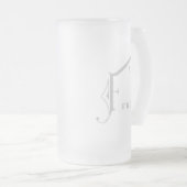 Naam en Initiaal Monogram Letter F Aangepast Matglas Bierpul (Voorkant rechts)