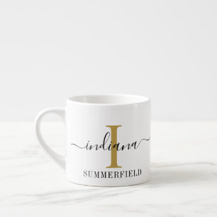 Naam en Initiaal monogram script Espresso Kop