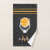 Naam en Initiaal van de Basketball Player Striped  Handdoek (Handdoek)