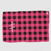 Naam en Initiaal van hotroze buffels Golfhanddoek (Horizontaal)