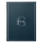 Naam en Initiaal van Navy Blue Minimalist Notitieboek (Voorkant)