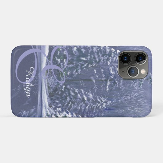 Naam en initiaal winterbomen Case-Mate iPhone case (Achterkant (horizontaal))