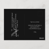 Naam en Initiaal Zwart en Wit Modern Minimalistisc Briefkaart (Achterkant)