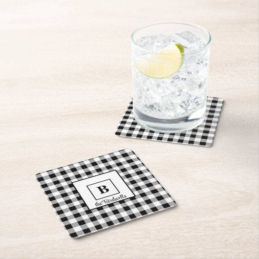 Naam en Initiaal, zwarte en witte buffelcontrole ( Kartonnen Onderzetters (Insitu)