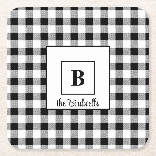 Naam en Initiaal, zwarte en witte buffelcontrole ( Kartonnen Onderzetters (Voorkant)