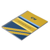 Naam en initialen blauwe gouden kantoor toevoegen notitieboek (Linkerzijde)