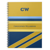 Naam en initialen blauwe gouden kantoor toevoegen notitieboek (Voorkant)