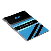 Naam en initialen blauwe zwarte kantoor toevoegen notitieboek (Rechterzijde)