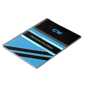 Naam en initialen blauwe zwarte kantoor toevoegen notitieboek (Linkerzijde)