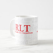 Naam en Initialen Gepersonaliseerd Modern Red Mono Koffiemok (Voorkant links)