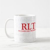 Naam en Initialen Gepersonaliseerd Modern Red Mono Koffiemok (Links)
