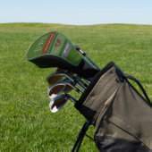 Naam en initialen golfspeler groen gestreept golfheadcover (Insitu)