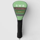 Naam en initialen van de golfspeler gestreept golfheadcover (Voorkant)