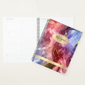 Naam en jaar, rood, blauw en goudink Abstract Planner (Display)