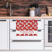 Naam en jaar van de kerstfamilie | Sneeuwman Rood  Theedoek