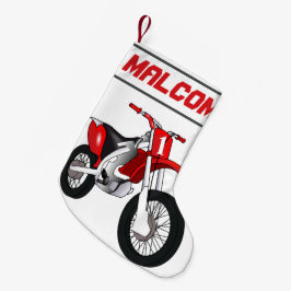 NAAM en leeftijd of nummer Dirt Bike Motorfiets Kleine Kerstsok