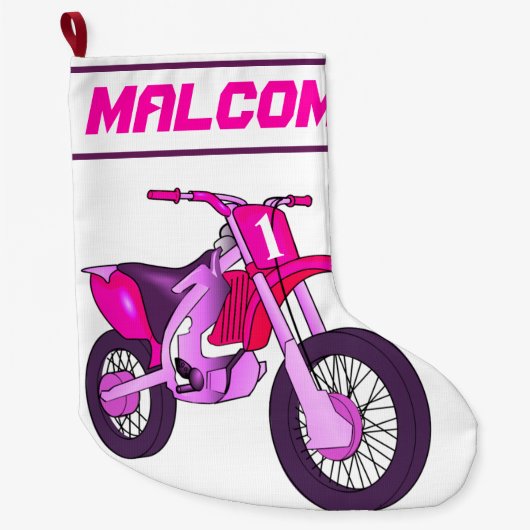 Naam en leeftijd of nummer van de dummymotor grote kerstsok (Voorkant)