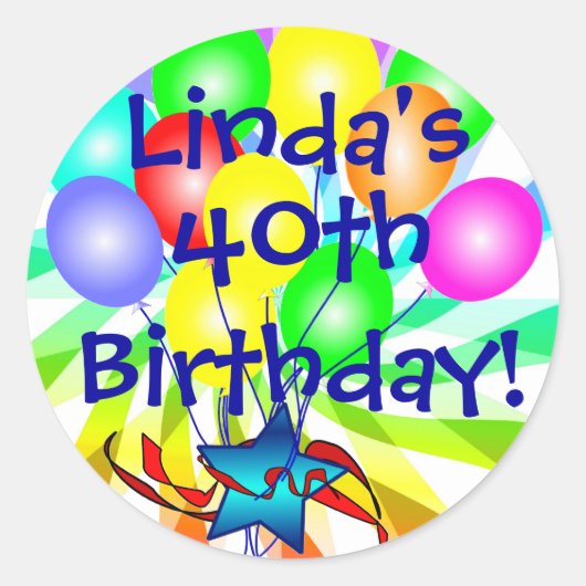 Naam en leeftijd Verjaardag Stickers (Voorkant)