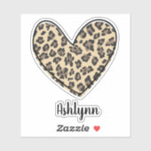 Naam en Leopard Animal Print Hart Sticker (Vel)