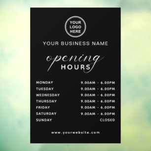 Naam en Logo Bedrijfs Openingstijden Modern Raamsticker