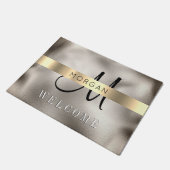 Naam en logo, bericht, B/W-tekst, goud/zilver Deurmat (Schuin)