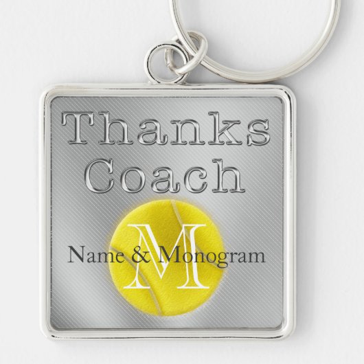 NAAM EN MONOGRAM Bedankt Coach Tennis Sleutelhange Sleutelhanger (Voorkant)