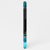 Naam en monogram, Blauwgroen zwart agaat, gouden B iPhone Hoesje (Linkerkant)