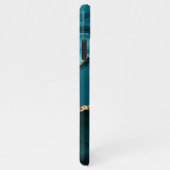 Naam en monogram, Blauwgroen zwart agaat, gouden w iPhone Hoesje (Rechterkant)