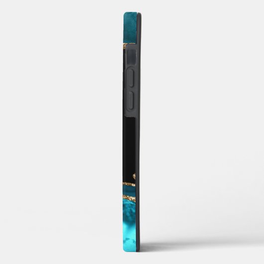 Naam en monogram, Blauwgroen/zwart, gouden/Blauwgr Case-Mate iPhone Case (Achterkant / Links)