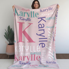 Naam en monogram Cloud Word Art Blanket voor meisj Fleece Deken