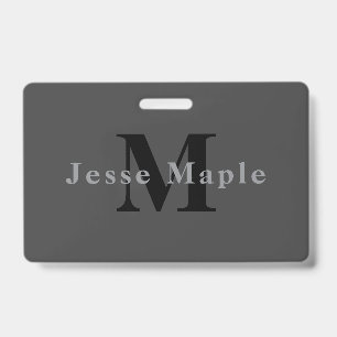 Naam en monogram Donkergrijs Badge